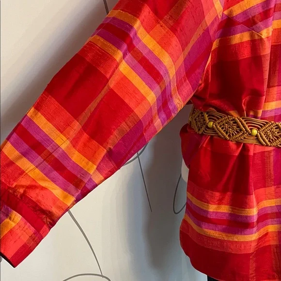 Avenue Red Multicolor Plaid Button-Down Shirt - Picture 4 of 7